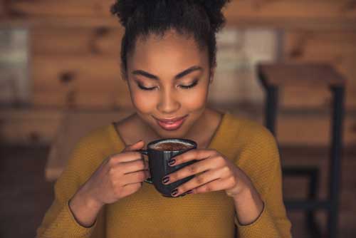 lady drinking coffee