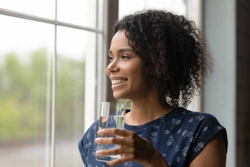 lady drinking water