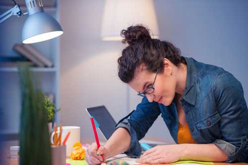 lady learning something