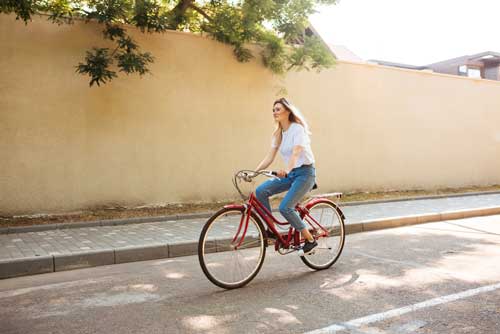 lady riding a bike