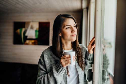 lady thinking positive