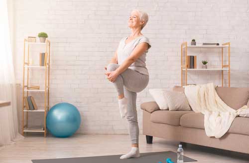 senior woman stretching