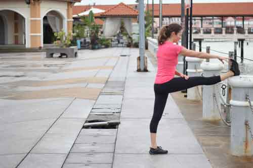 Standing single leg hamstring stretch with-foot raised advanced level