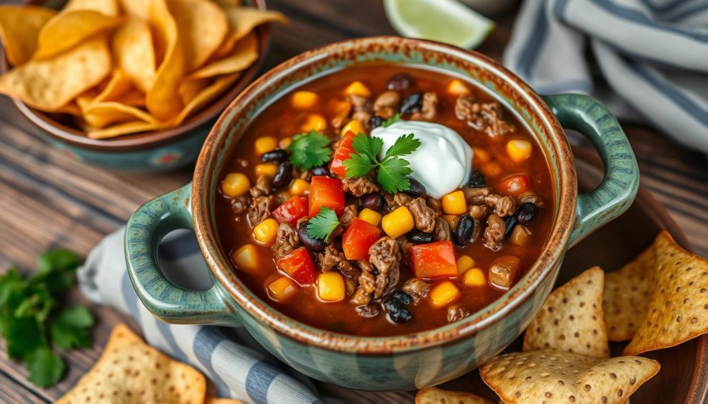 Taco Stew with Tortilla Chips