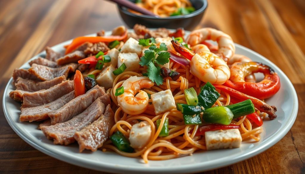 different proteins for lo mein