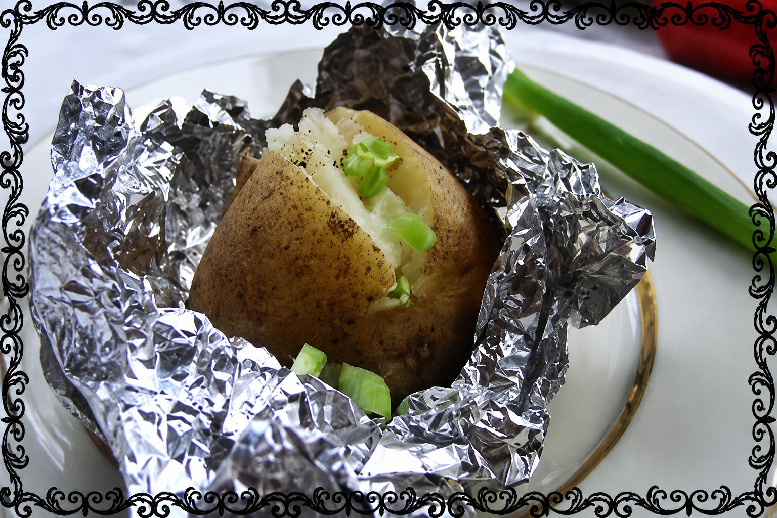 foil-wrapped slow cooker baked potatoes served from the slow cooker
