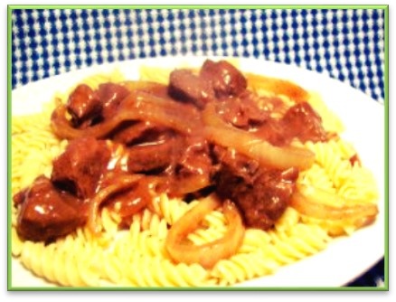hungarian-style beef goulash served from the slow cooker