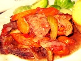tomato swiss steak served from the slow cooker