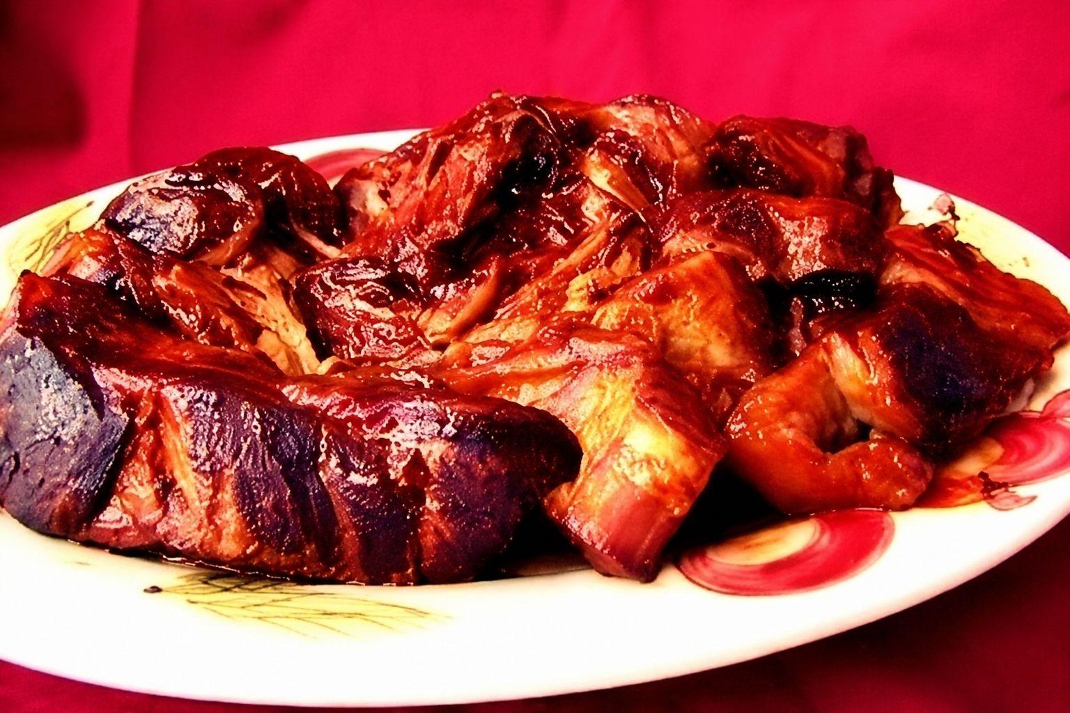 Country style pork ribs glazed with barbecue sauce