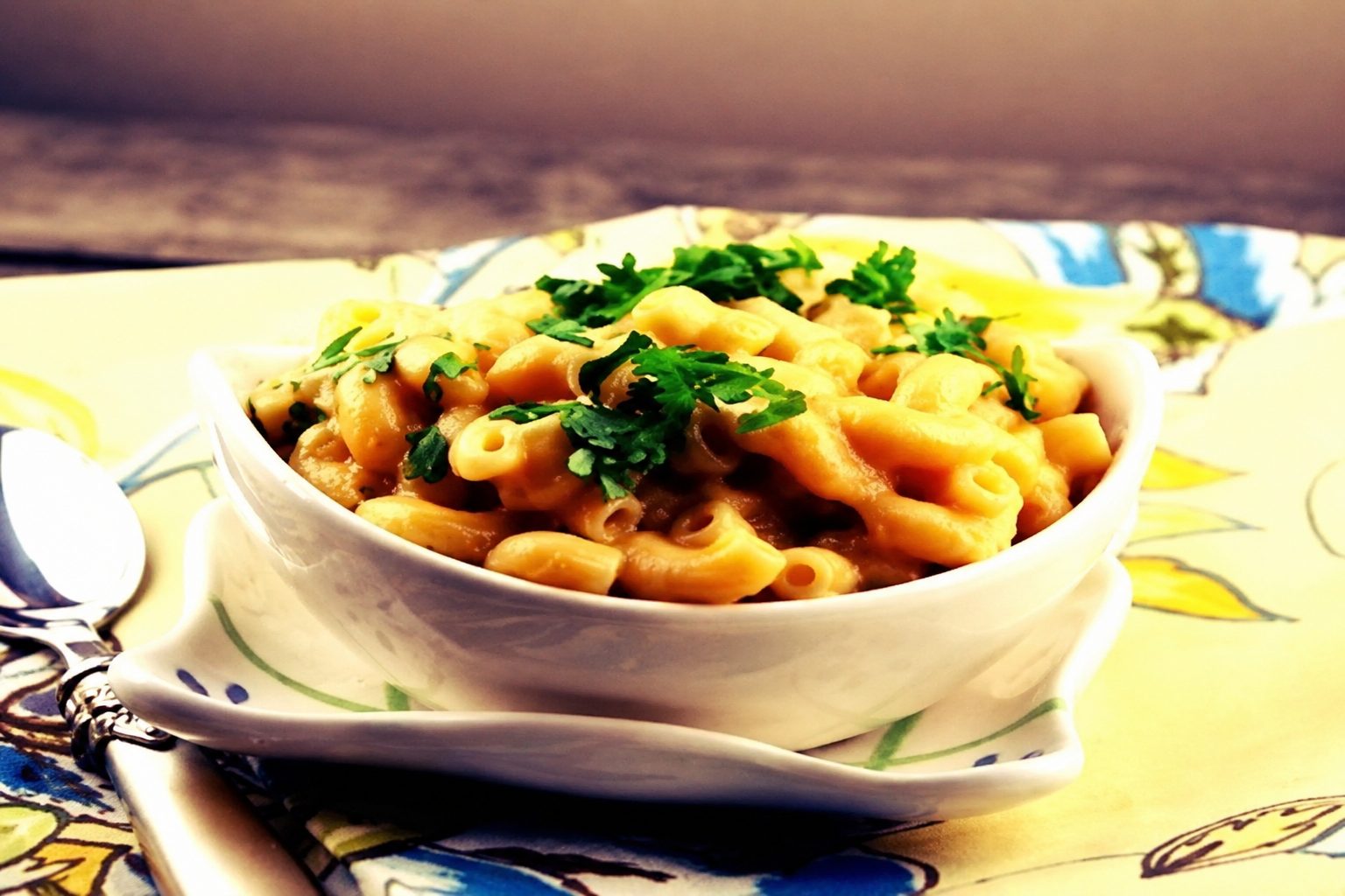 Creamy slow cooker macaroni and cheese in a bowl