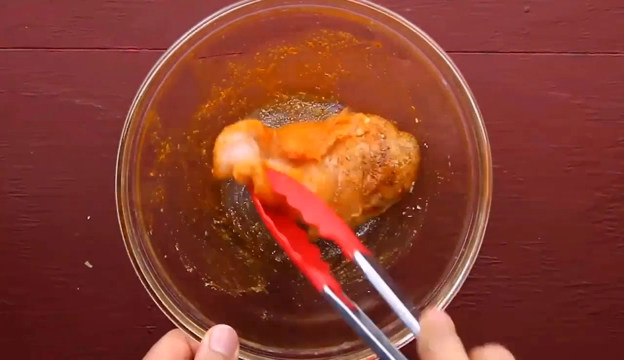 Seasoning chicken breast for chickpea spinach salad