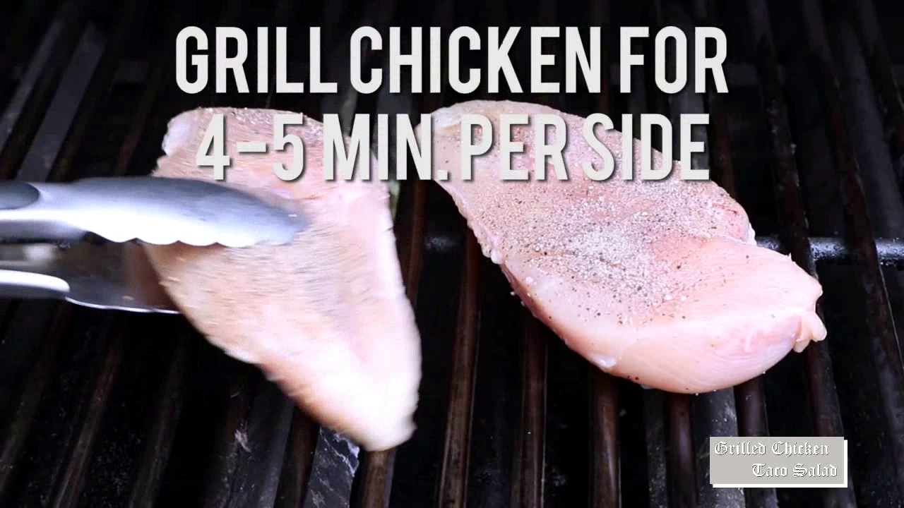 Grilling chicken for grilled chicken taco salad.