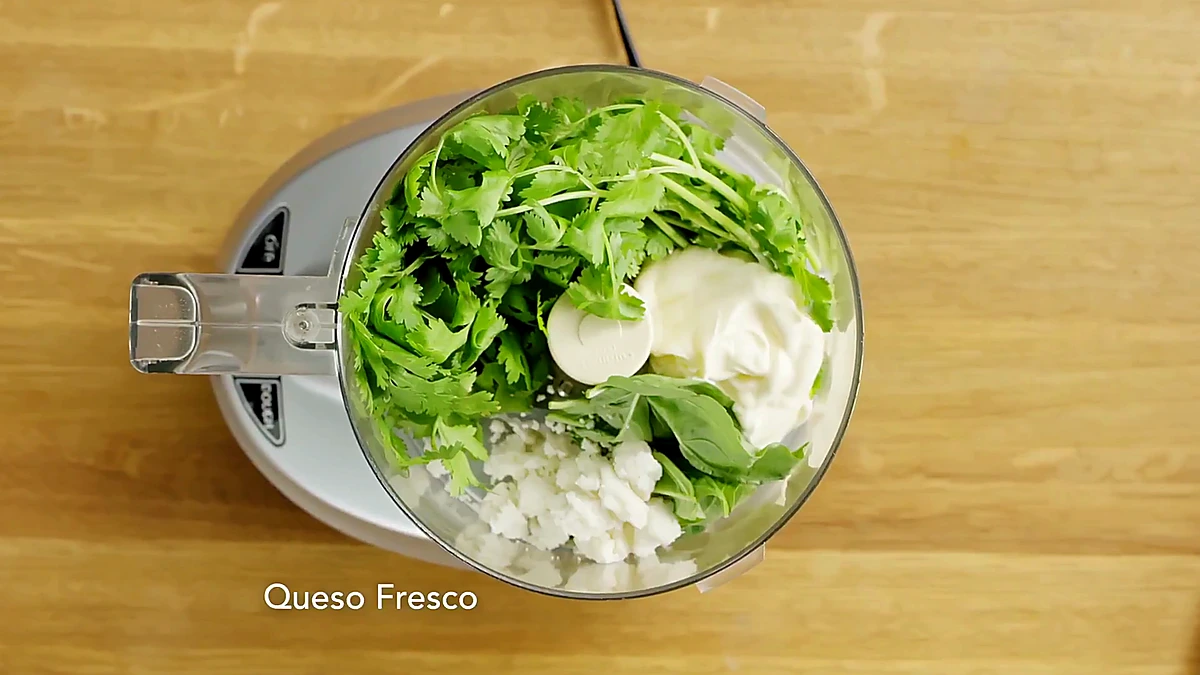 Queso fresco added to the green sauce ingredients
