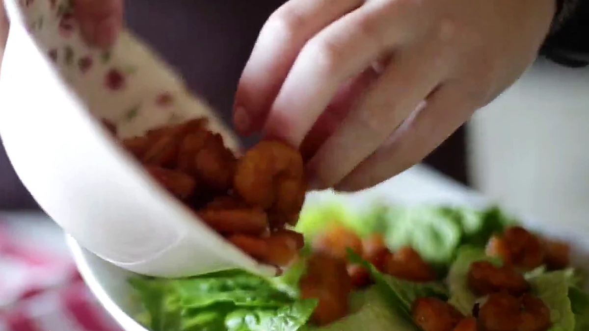 Grilled shrimp added to romaine