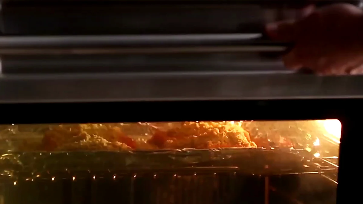 Salmon baking in the oven