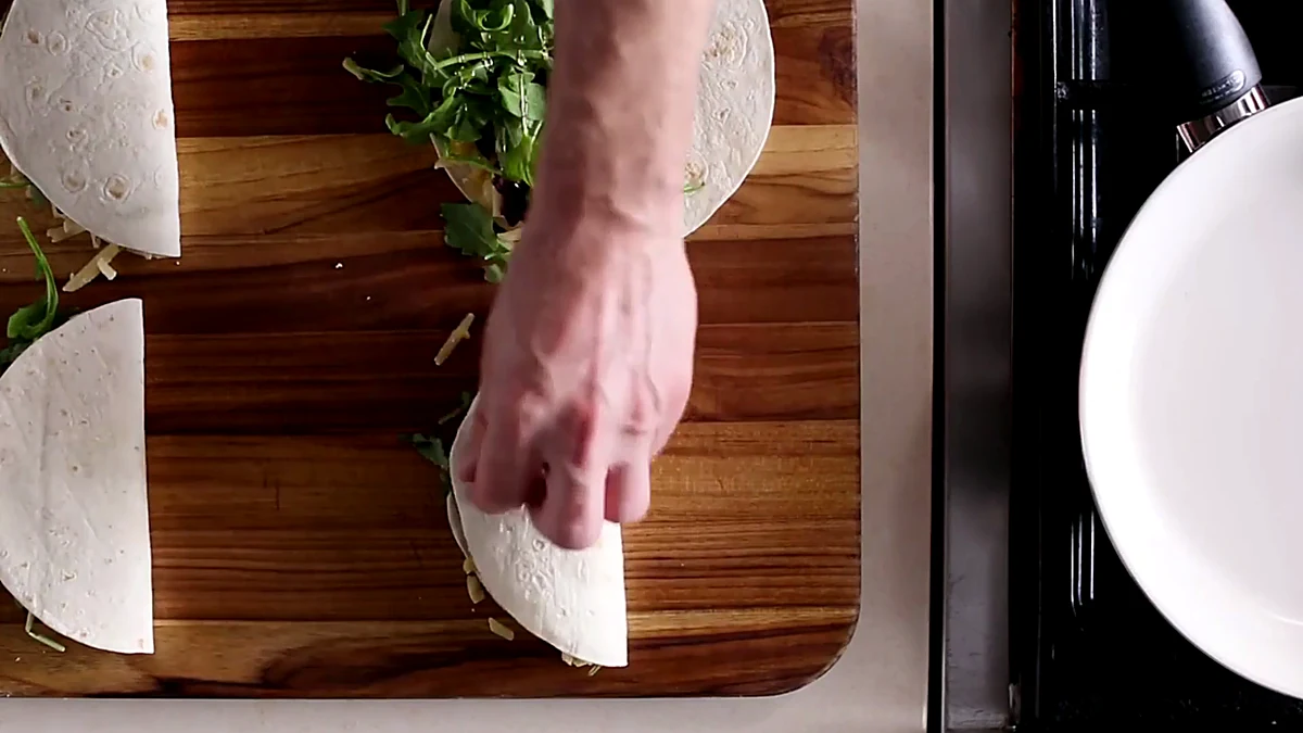 Savory cherry quesadilla folded closed