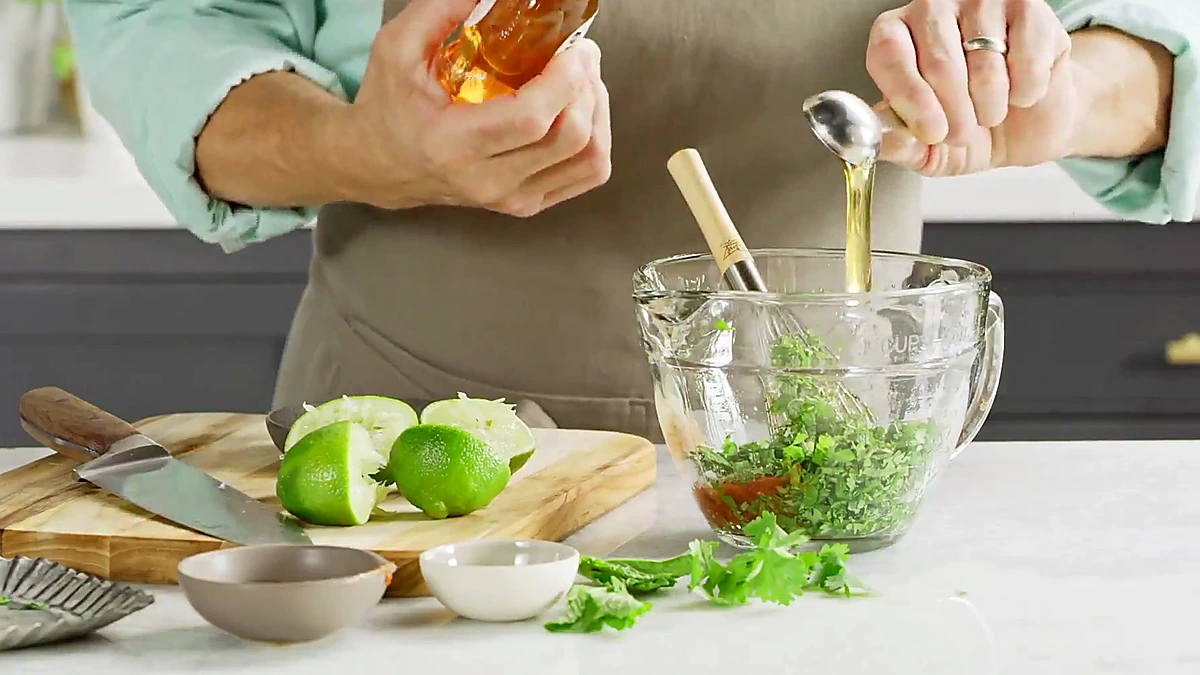 Honey added to the chili herb dressing