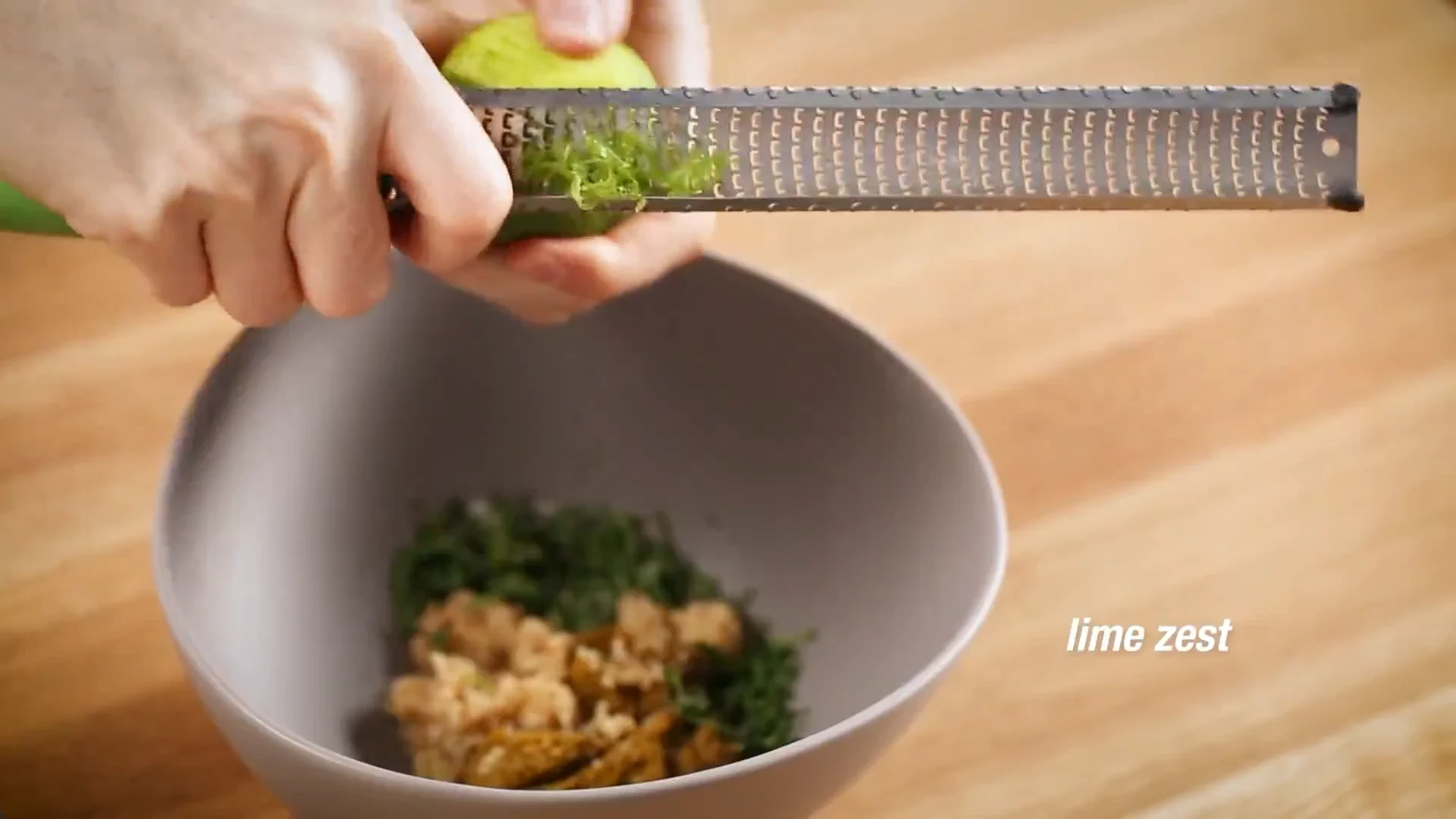 Lime zest added to the curry paste mixture