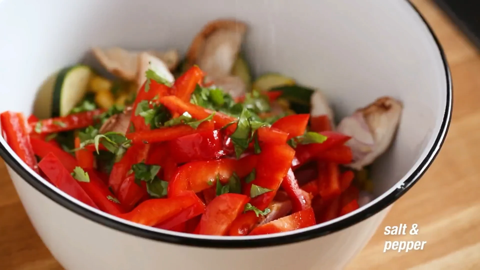 Vegetables seasoned with salt and pepper