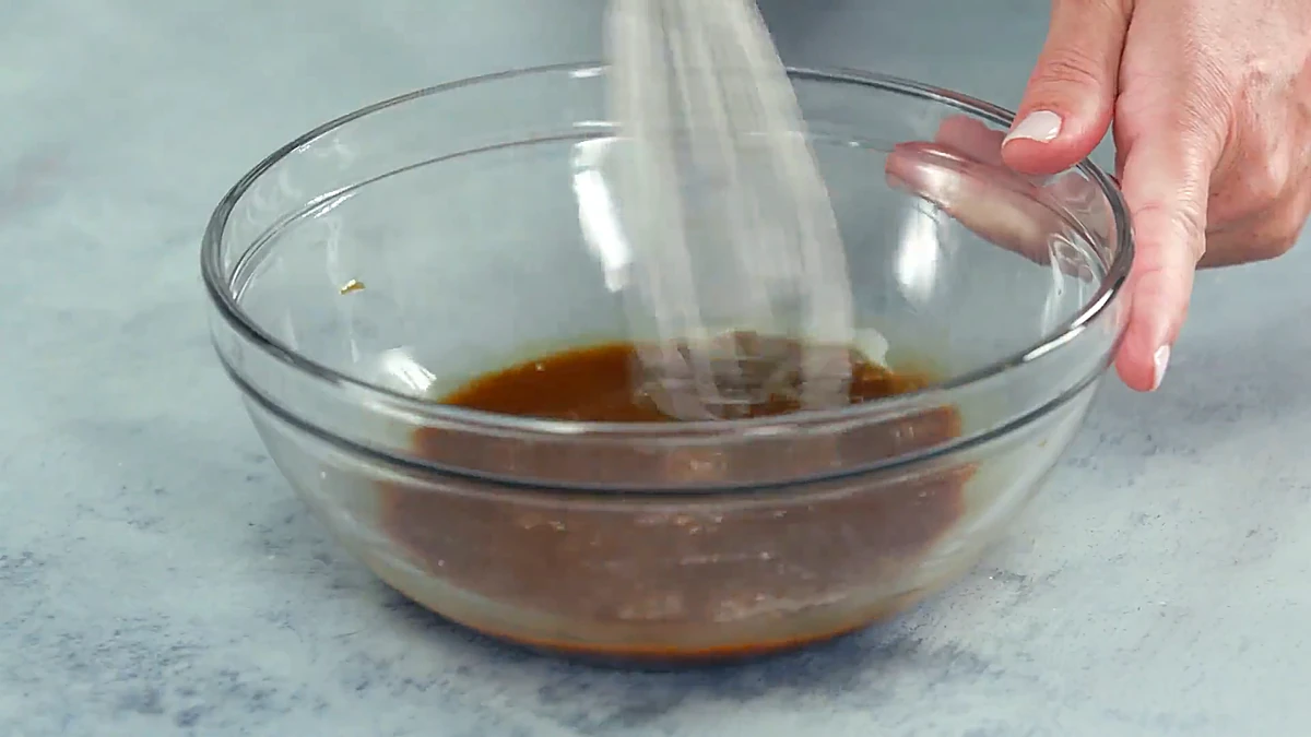 Soy sherry sauce whisked smooth
