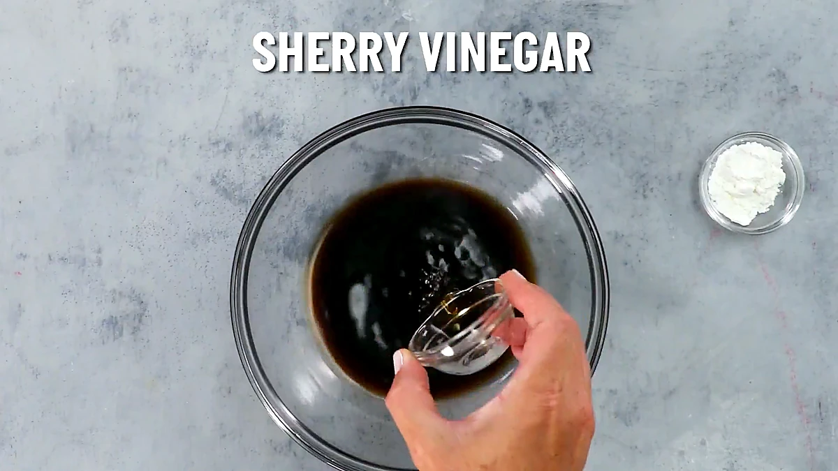 Sherry vinegar added to the sauce