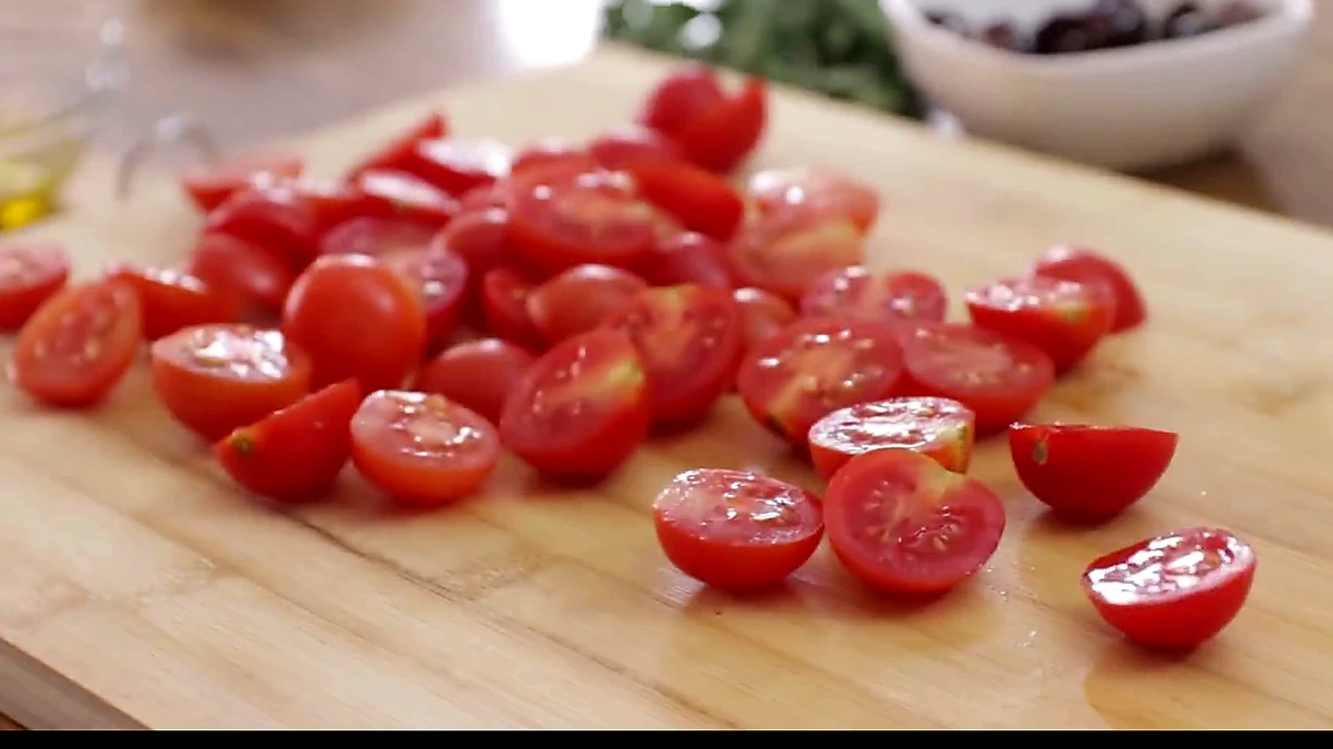 Cherry tomatoes cut in half