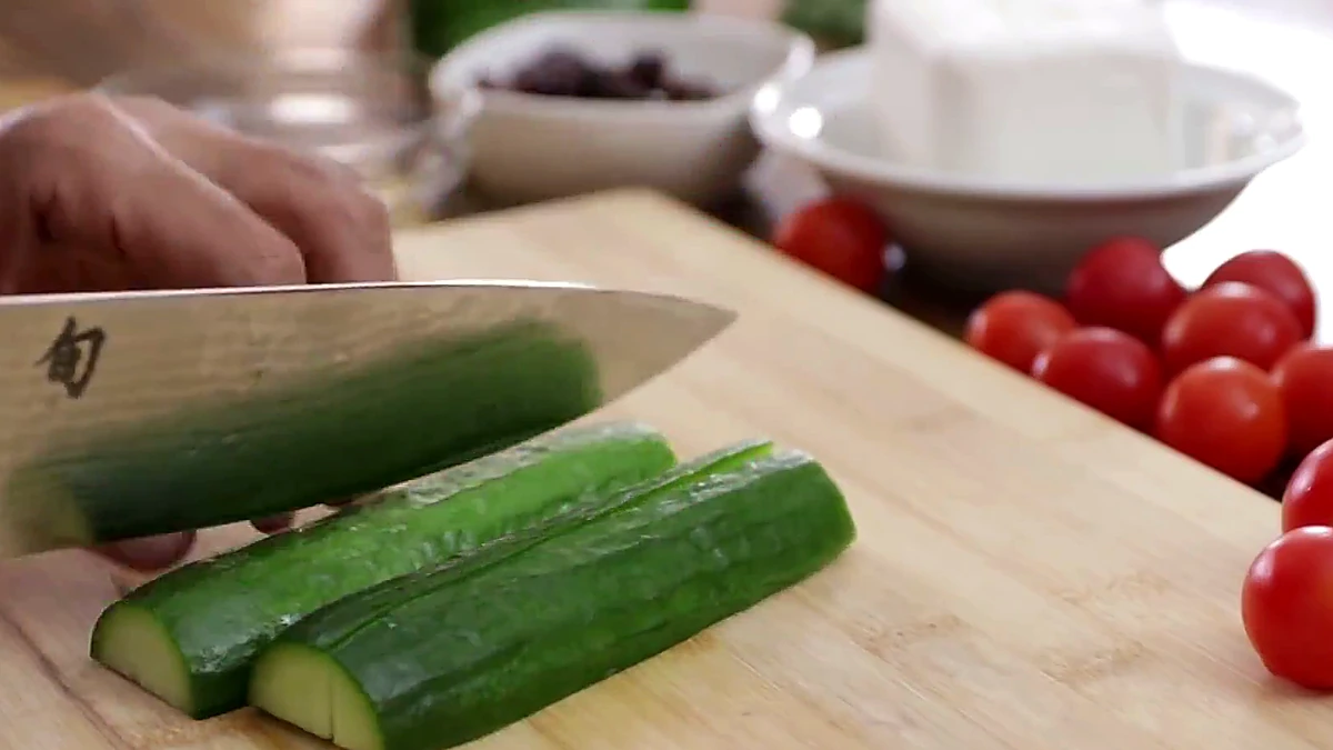 Cucumber cut lengthwise