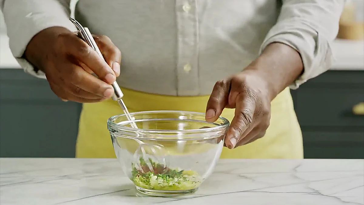 Citrus shrimp marinade being whisked