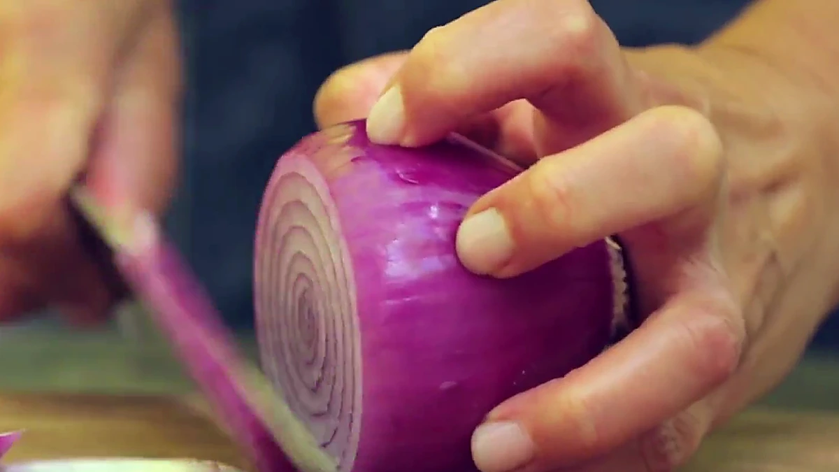 Red onion sliced for pickling