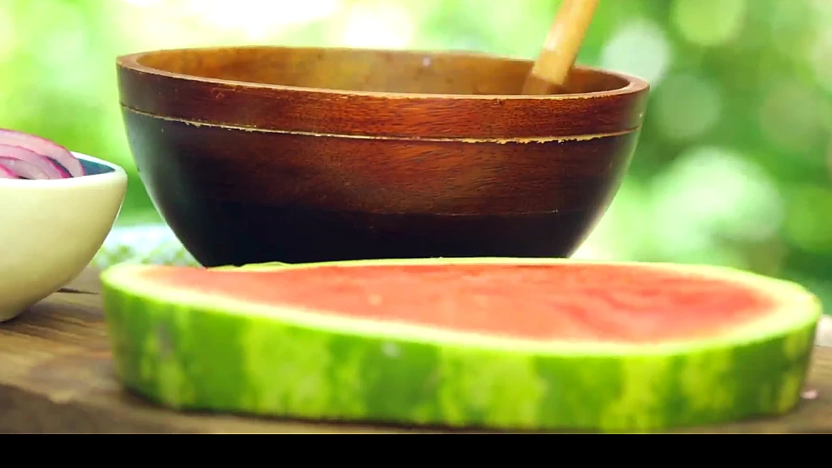 Watermelon round brushed with brine and olive oil