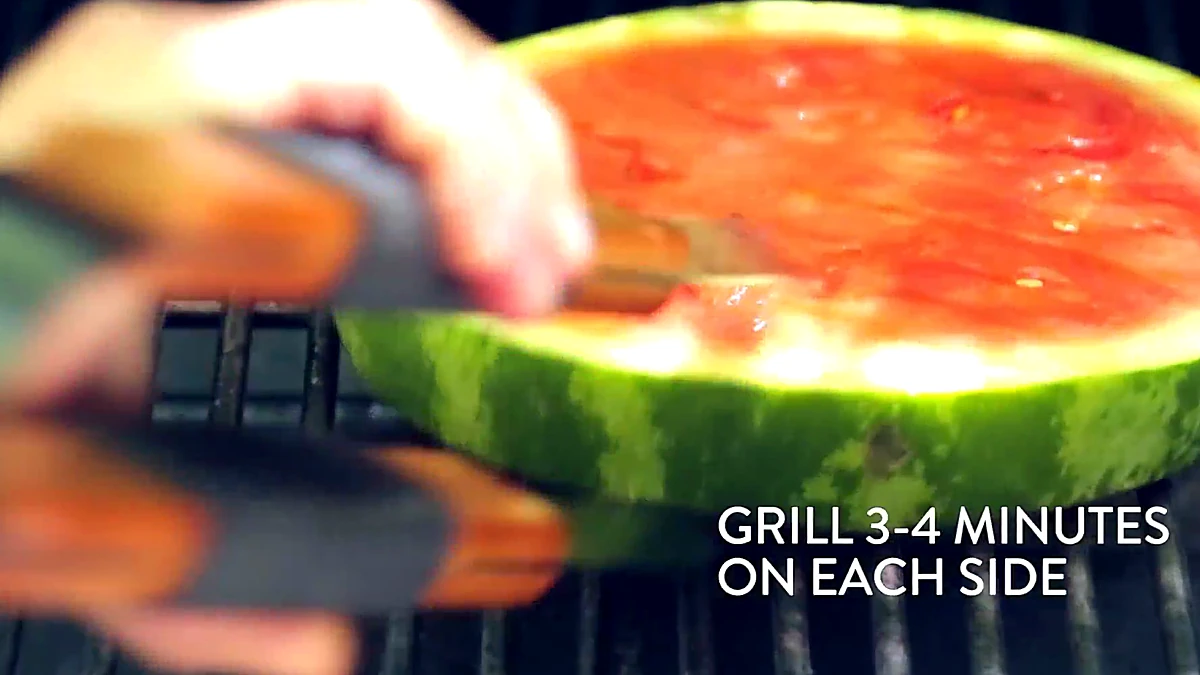Watermelon round flipped on the grill