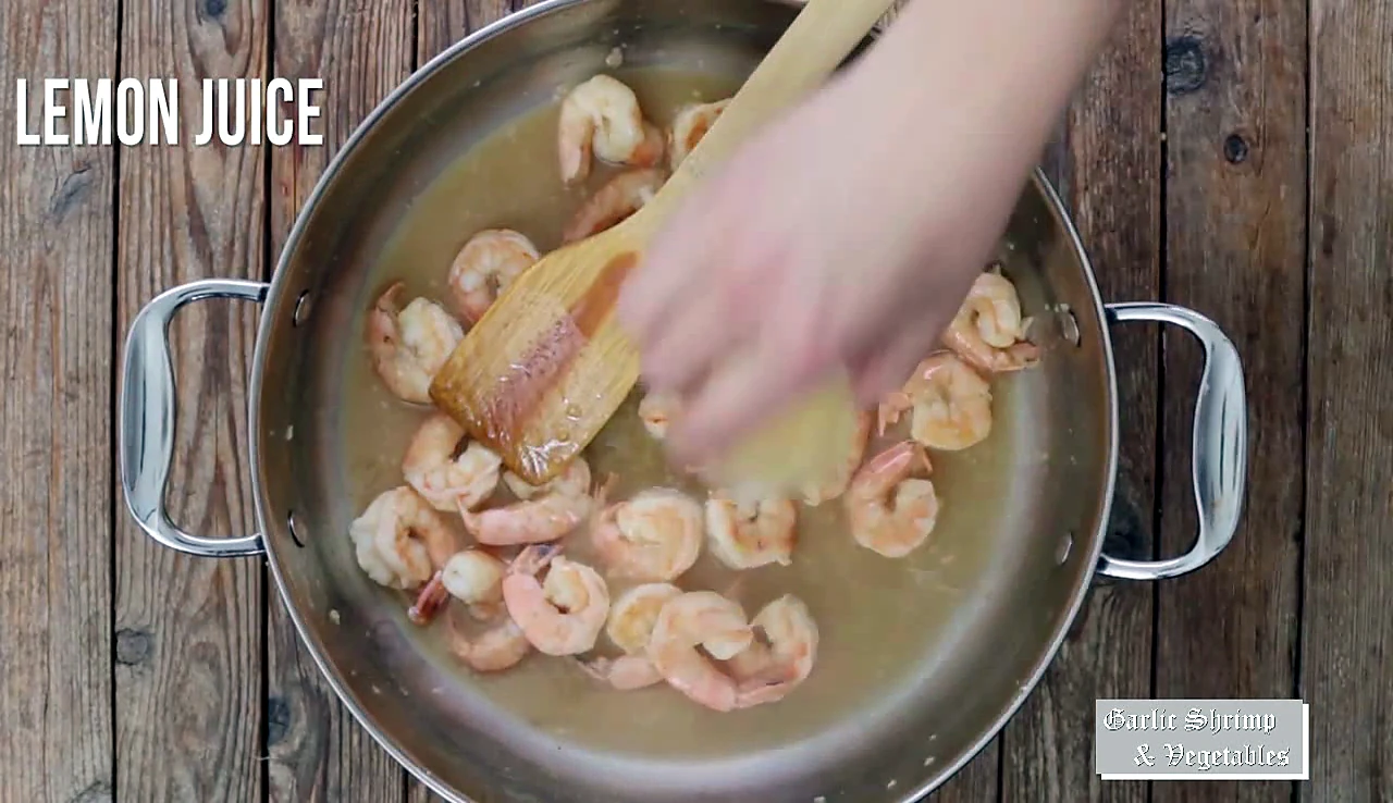 Lemon juice added to shrimp