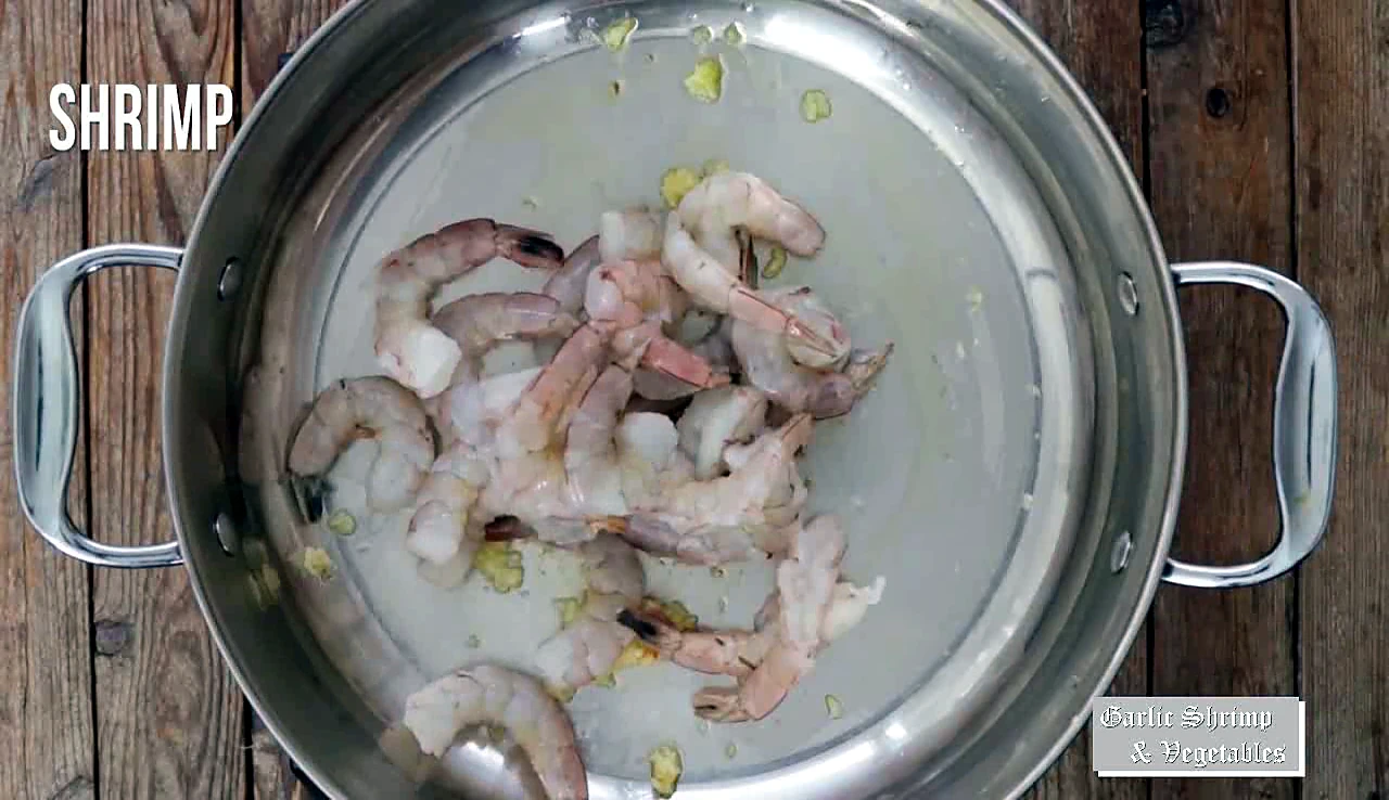 Shrimp and garlic ready for lemon garlic shrimp and vegetables
