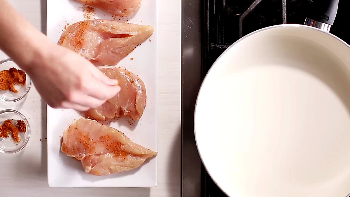 Chicken breasts seasoned for lime chicken