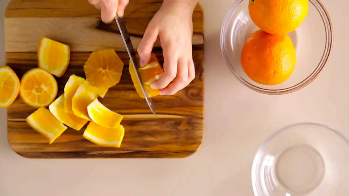 Oranges cut into slices for salad