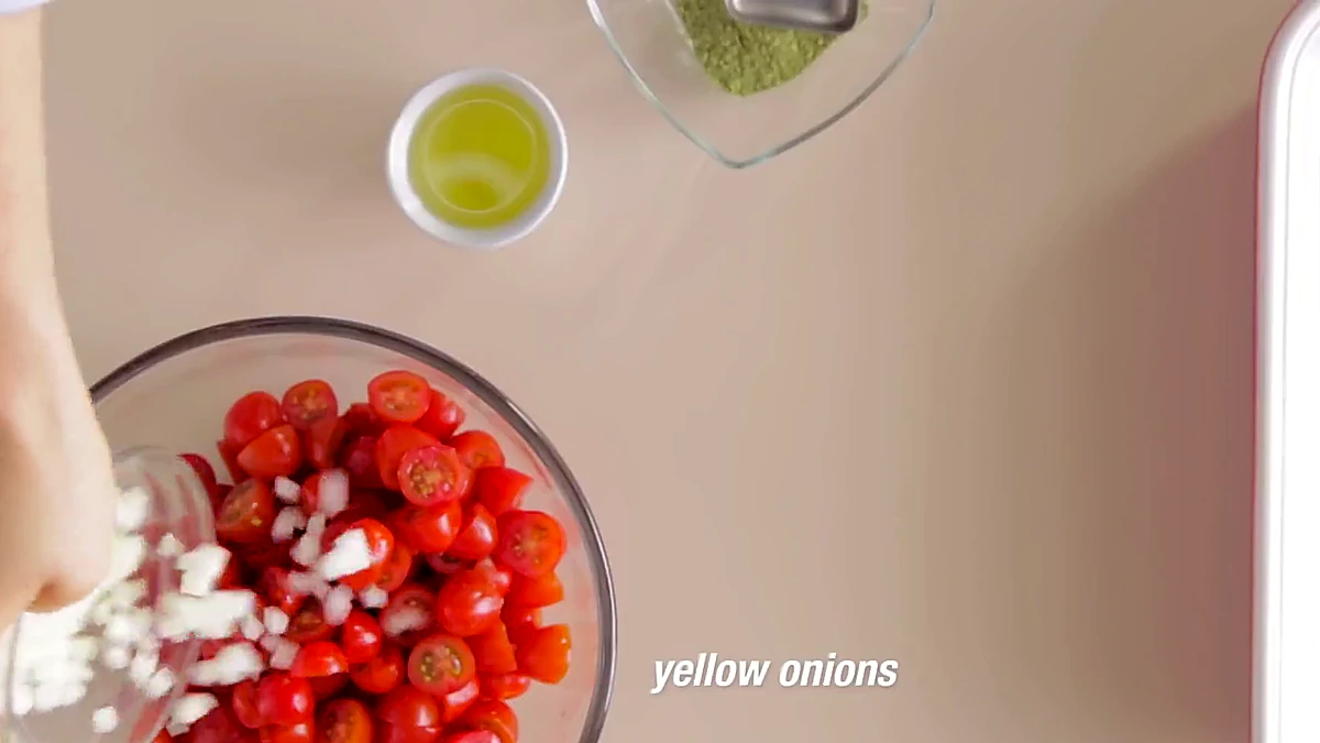 Yellow onions added to grape tomatoes