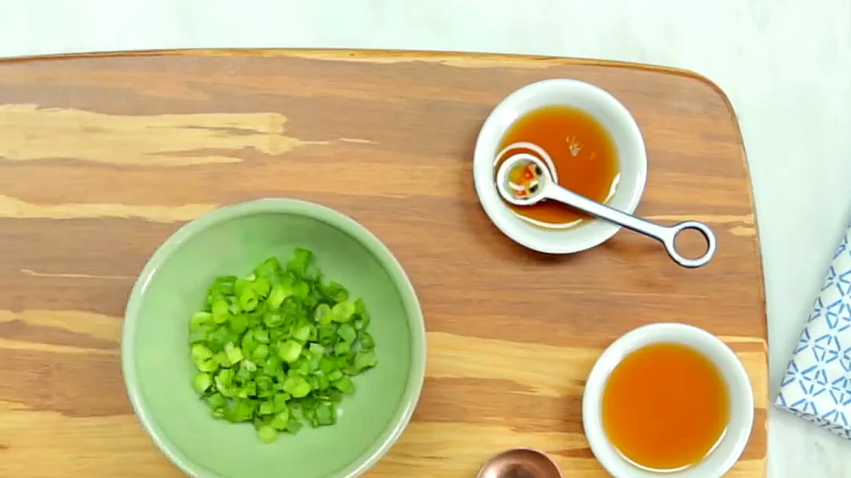Onion and sugar for sesame soy dipping sauce