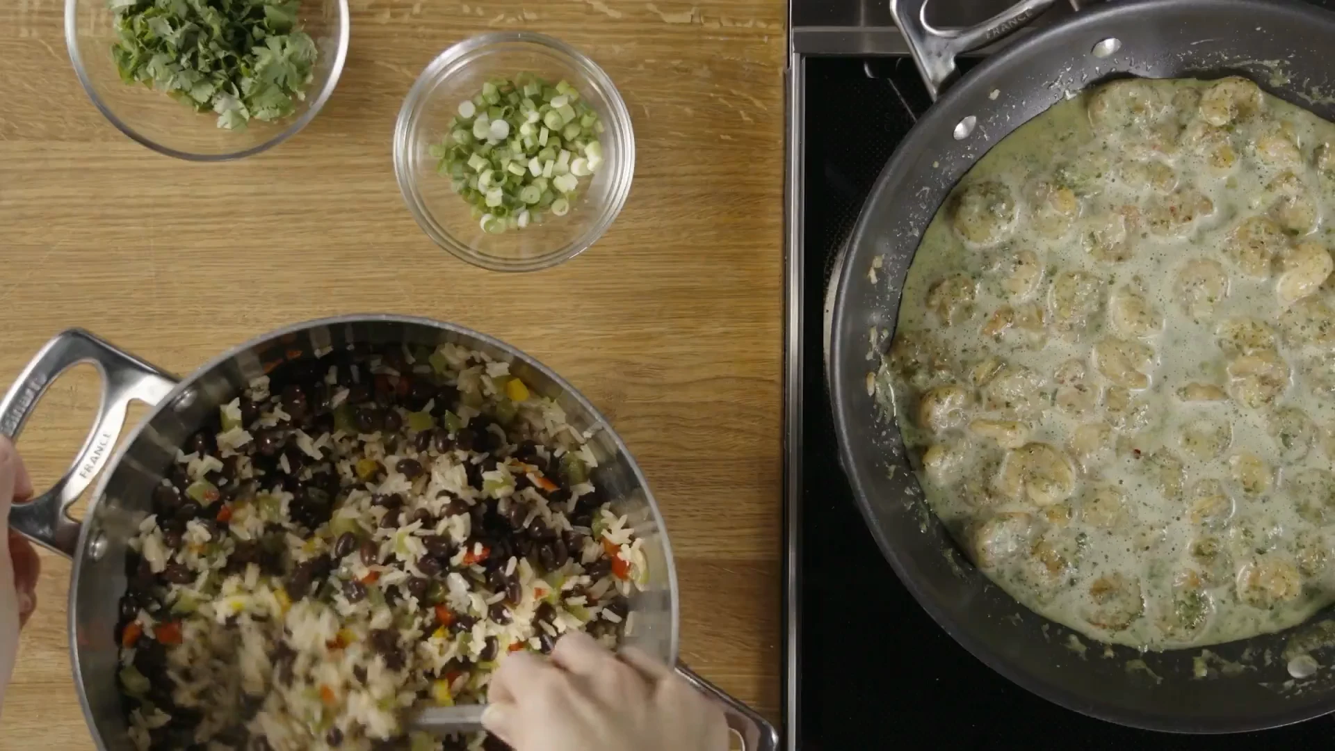 Spiced rice folded with black beans