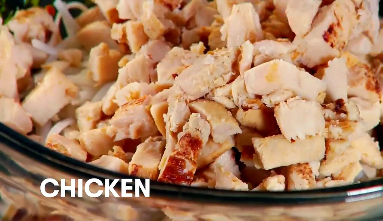 Chopped cooked chicken for lettuce wraps