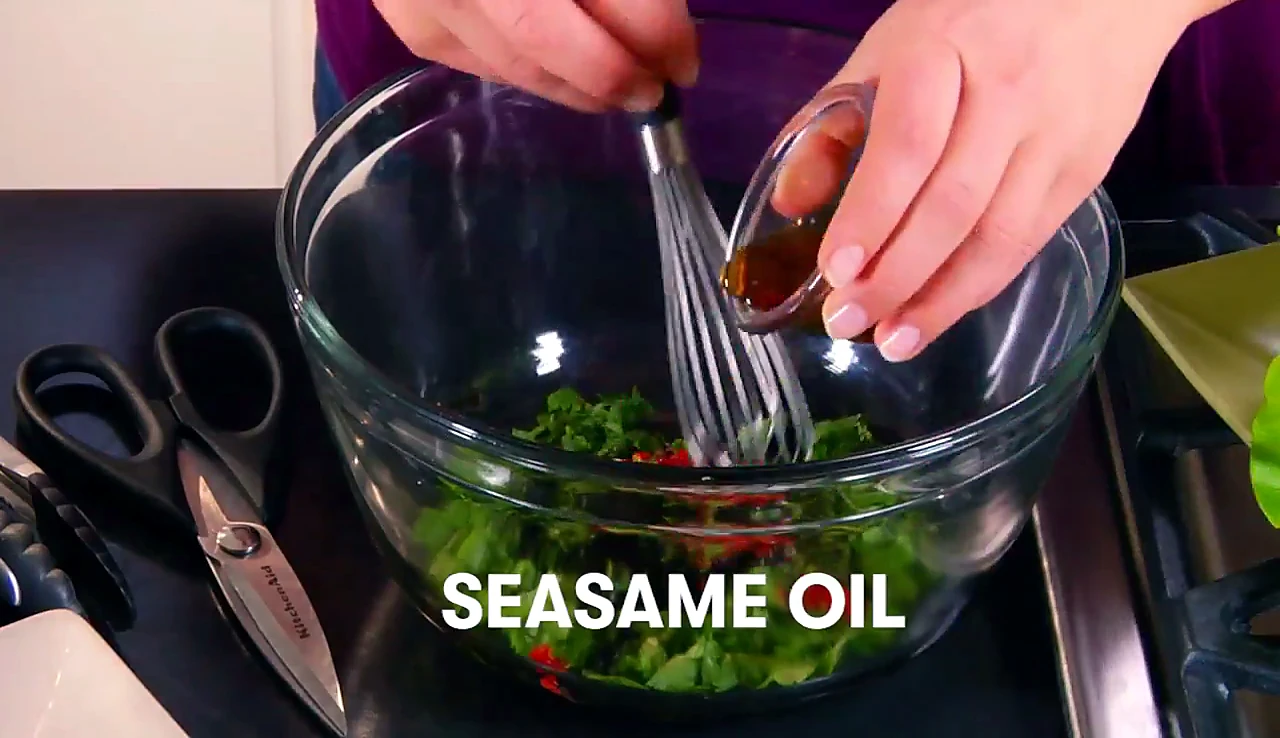 Sesame oil added to soy chile sauce