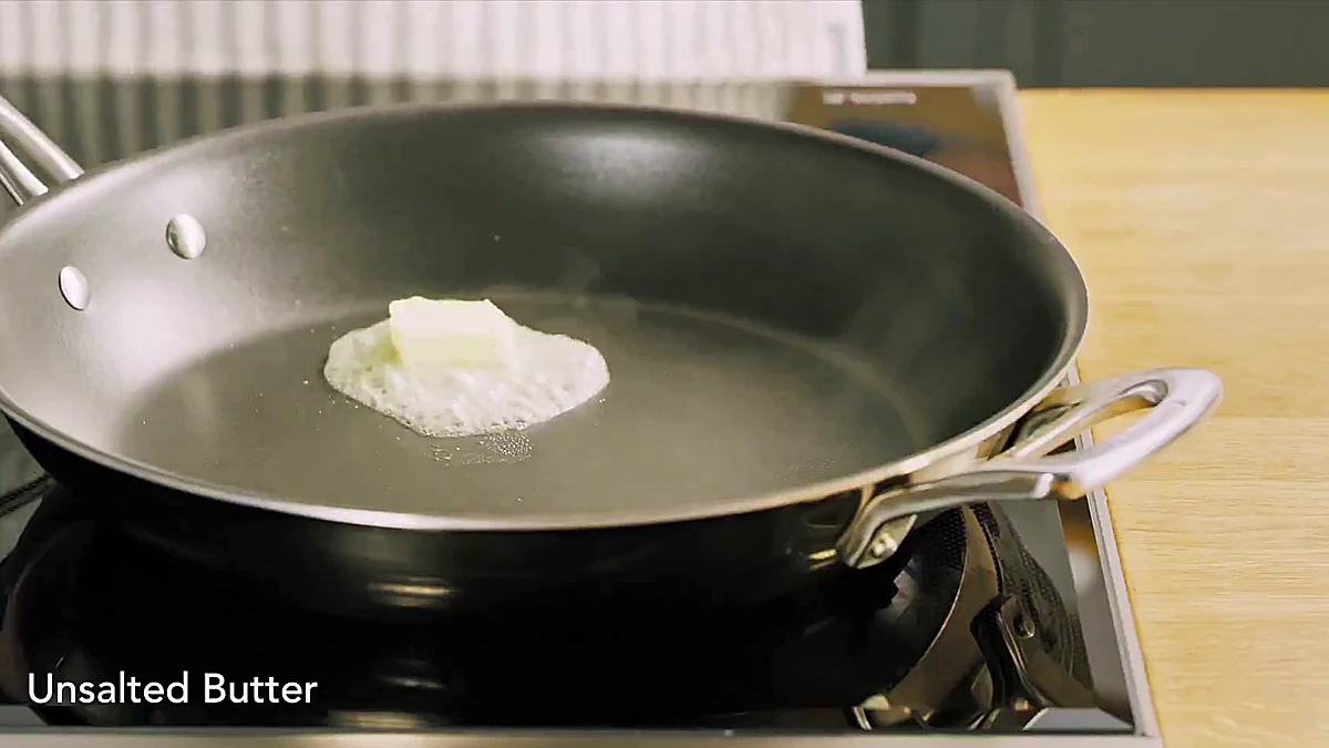 Butter melting in a nonstick pan