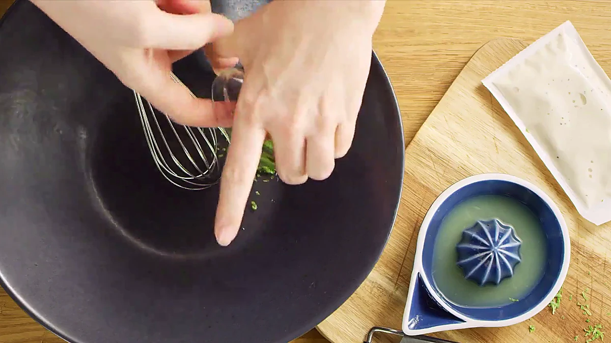 Lime zest added to the salad bowl