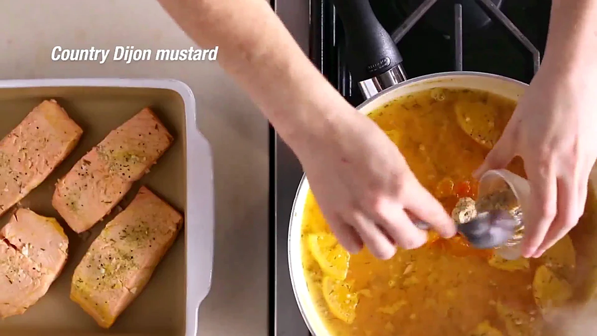 Country Dijon mustard added to the citrus sauce