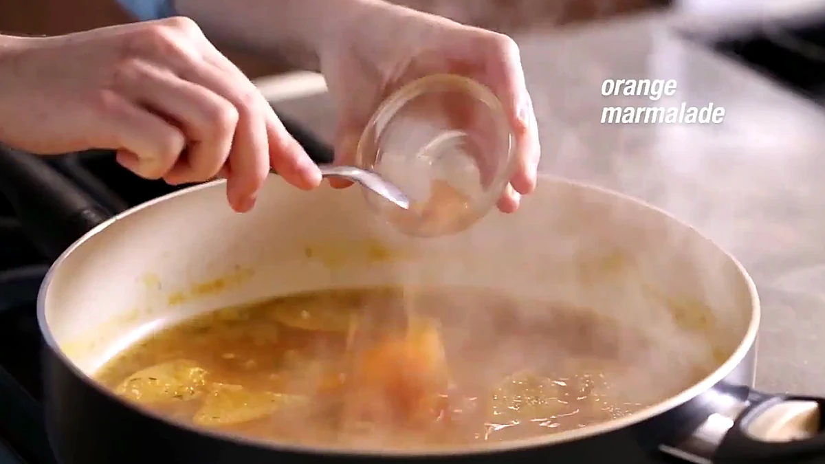 Orange marmalade added to the sauce
