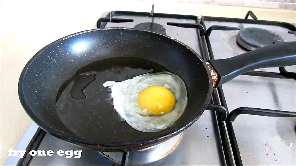 Egg frying in a skillet