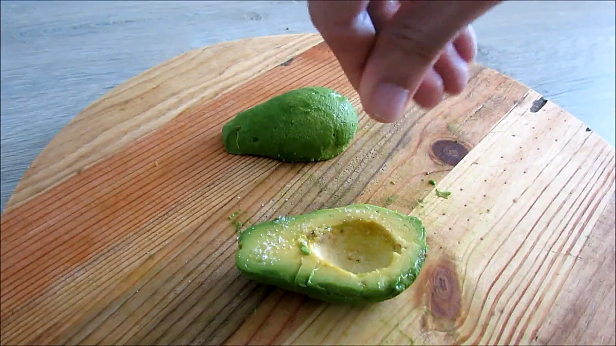 Salt sprinkled over avocado