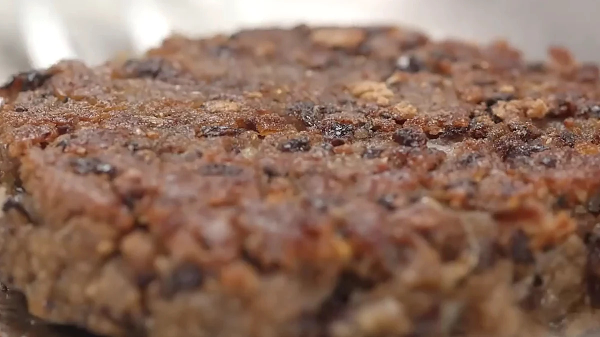 Close view of cooked black bean burger patty