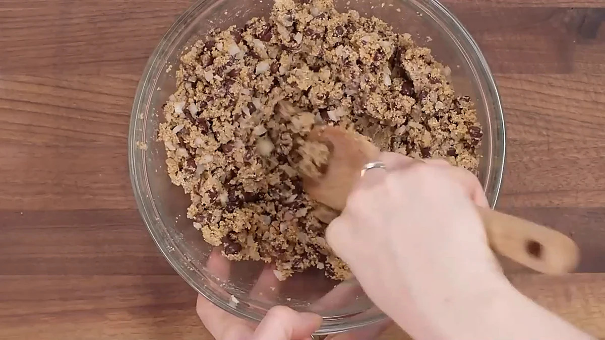 Black bean burger mixture stirred together