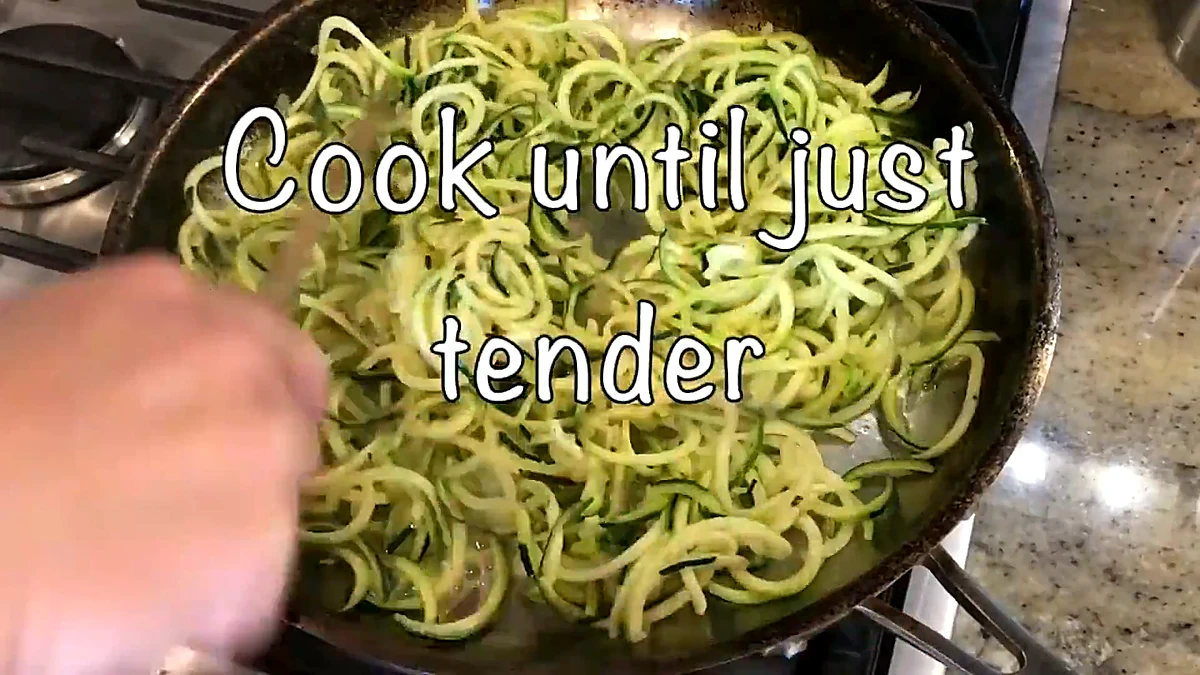 Zucchini noodles cooked until just tender