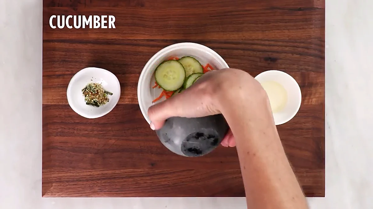 Cucumber slices added to carrots